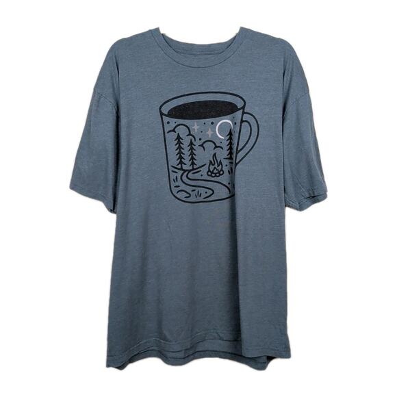 WOHVEN Blue Graphic T-Shirt Cotton Blend Short Sleeve March 2019 Men's XXL - Picture 2 of 5